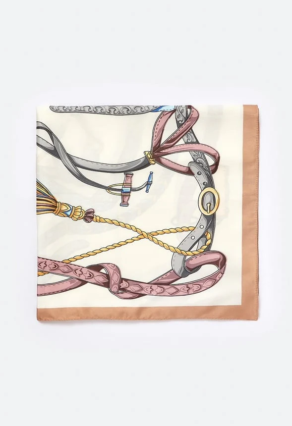 Bonnie Horse Bit Print Cream Scarf - Image 3
