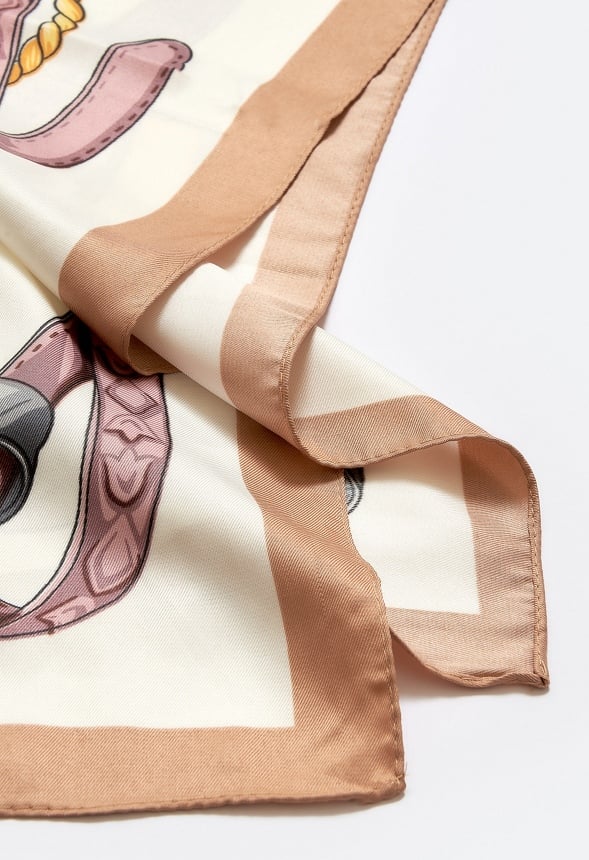 Bonnie Horse Bit Print Cream Scarf - Image 4