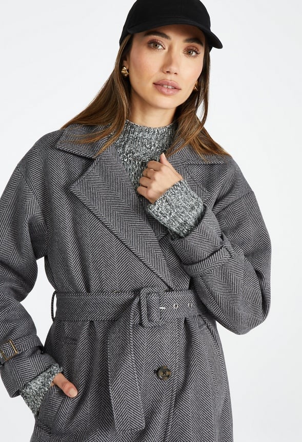 Boss Herringbone Wool Coat - Image 2