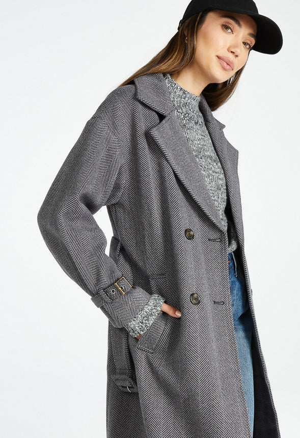 Boss Herringbone Wool Coat - Image 4