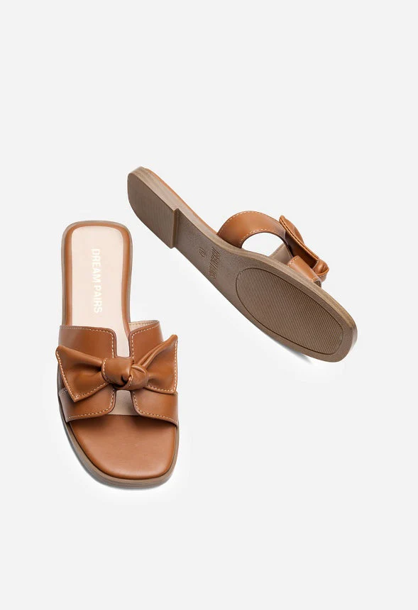 Bow Flat Slide Sandals - Image 4