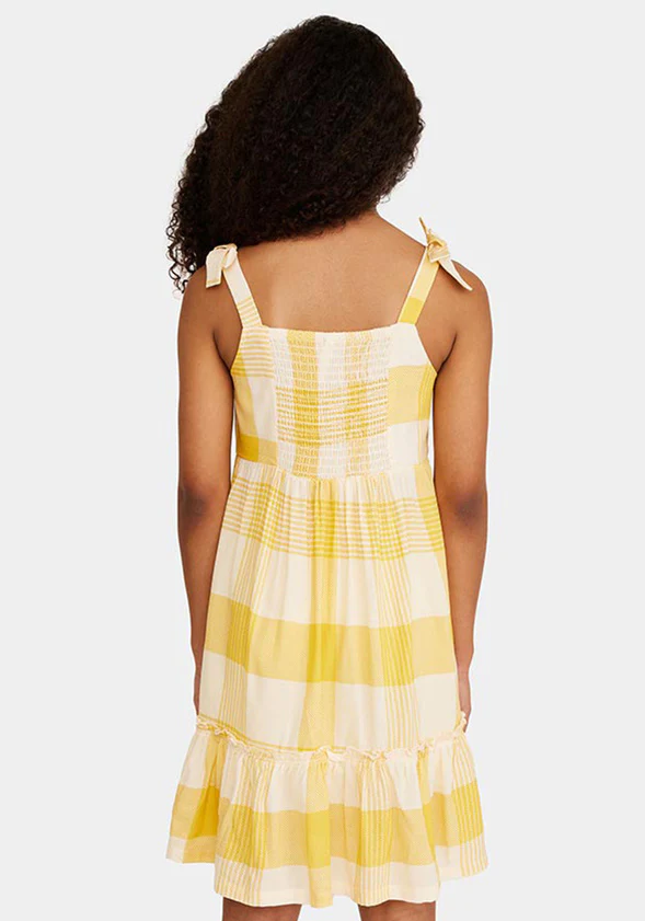 Bow Strap Plaid Ruffle Dress - Image 3