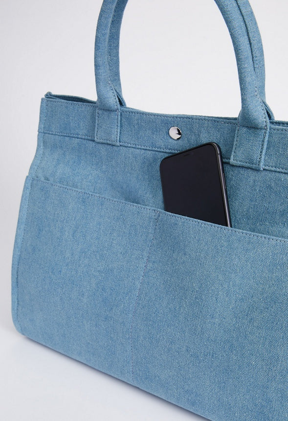 Boxy Fabric Tote With Slip Pockets - Image 3