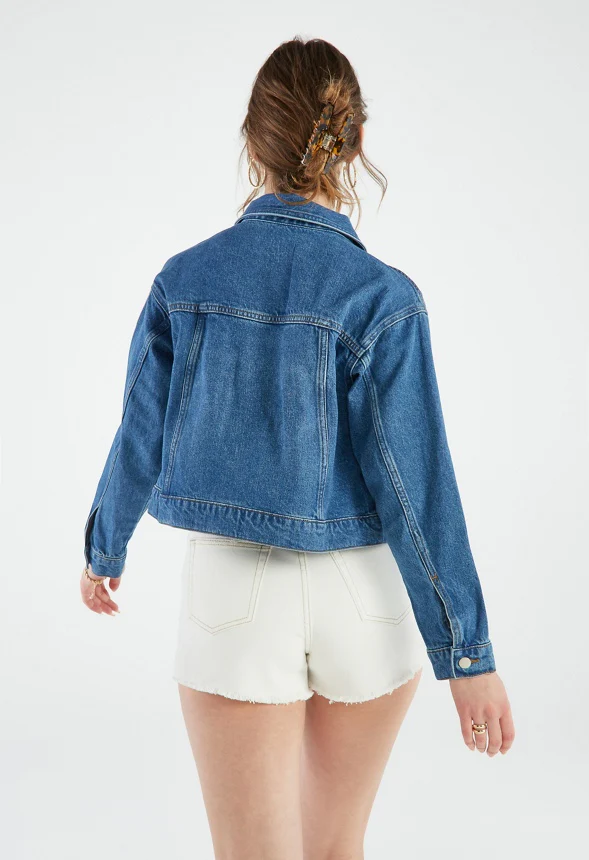 Boyfriend Crop Trucker Jacket - Image 2