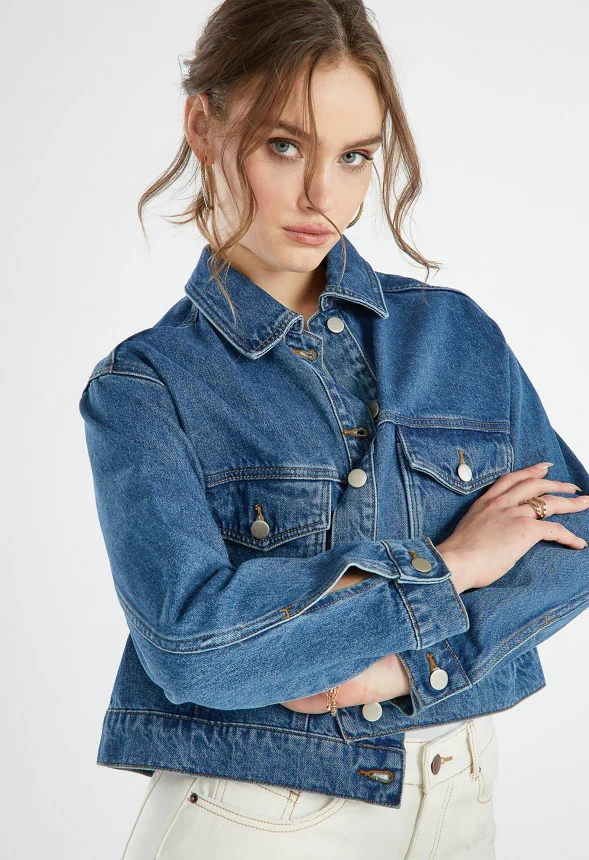 Boyfriend Crop Trucker Jacket - Image 3