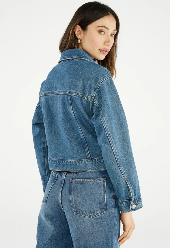 Boyfriend Crop Trucker Jacket - Image 2