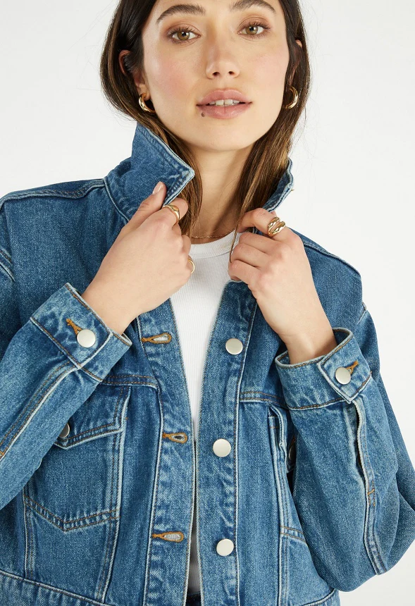 Boyfriend Crop Trucker Jacket - Image 3