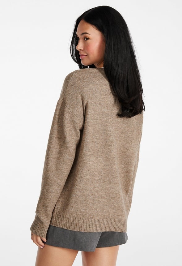 Boyfriend Pullover Crew Neck Sweater - Image 2