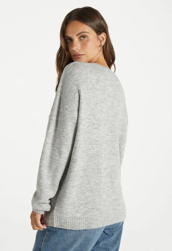 Boyfriend Pullover Crew Neck Sweater - Image 2