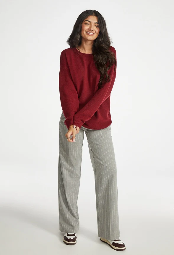 Boyfriend Pullover Crew Neck Sweater - Image 2