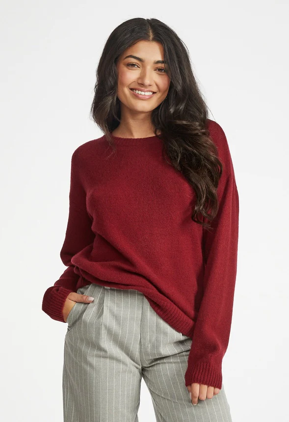 Boyfriend Pullover Crew Neck Sweater - Image 3