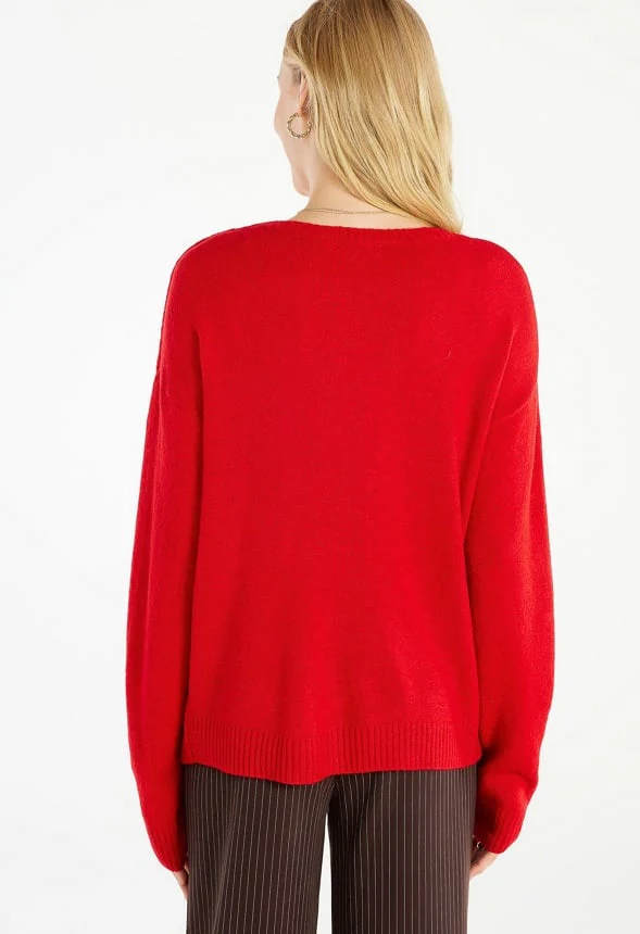 Boyfriend Pullover Crew Neck Sweater - Image 2