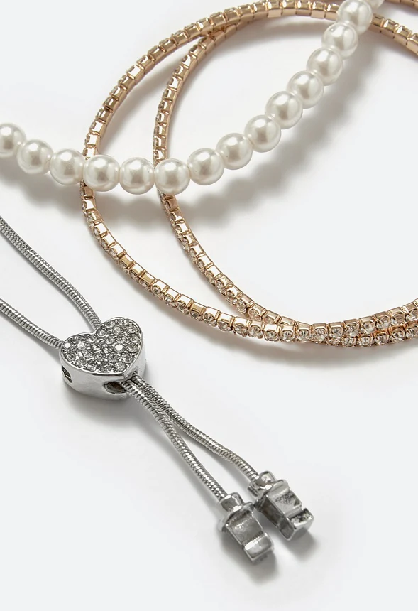 Brera Adjustable Heart Bracelet With Stretch Pearl & Cupchain Bracelets Pack - Image 3