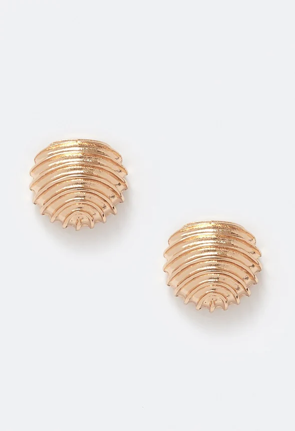 Bria Ridged Detail Domed Stud Earrings - Image 2
