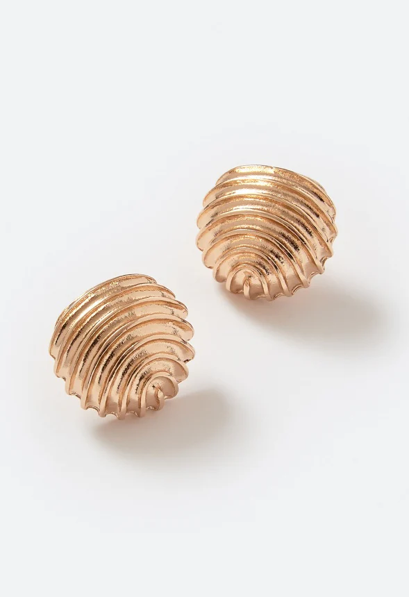 Bria Ridged Detail Domed Stud Earrings - Image 3