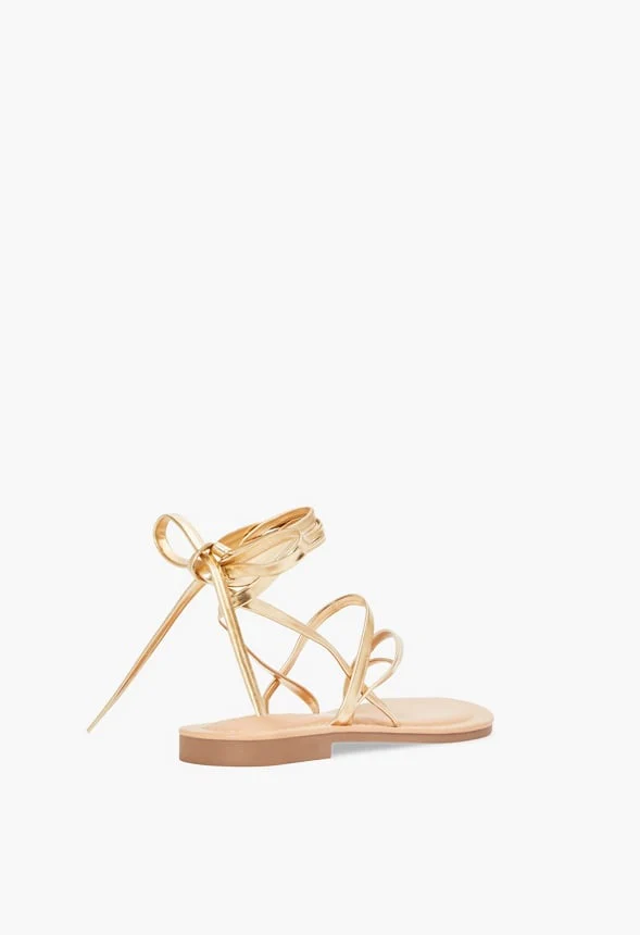 Brooke Ankle Tie Flat Sandal - Image 3