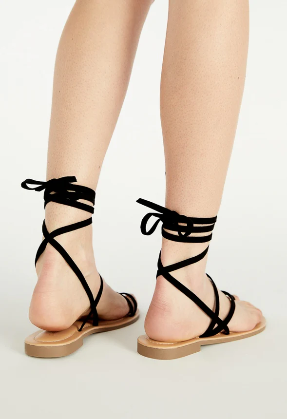 Brooke Ankle Tie Flat Sandal - Image 3