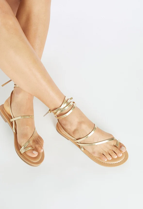 Brooke Ankle Tie Flat Sandal - Image 3