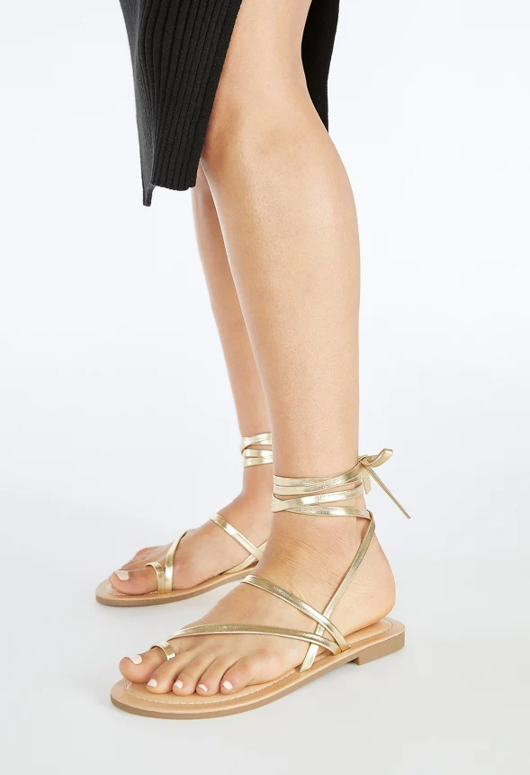 Brooke Ankle Tie Flat Sandal - Image 4