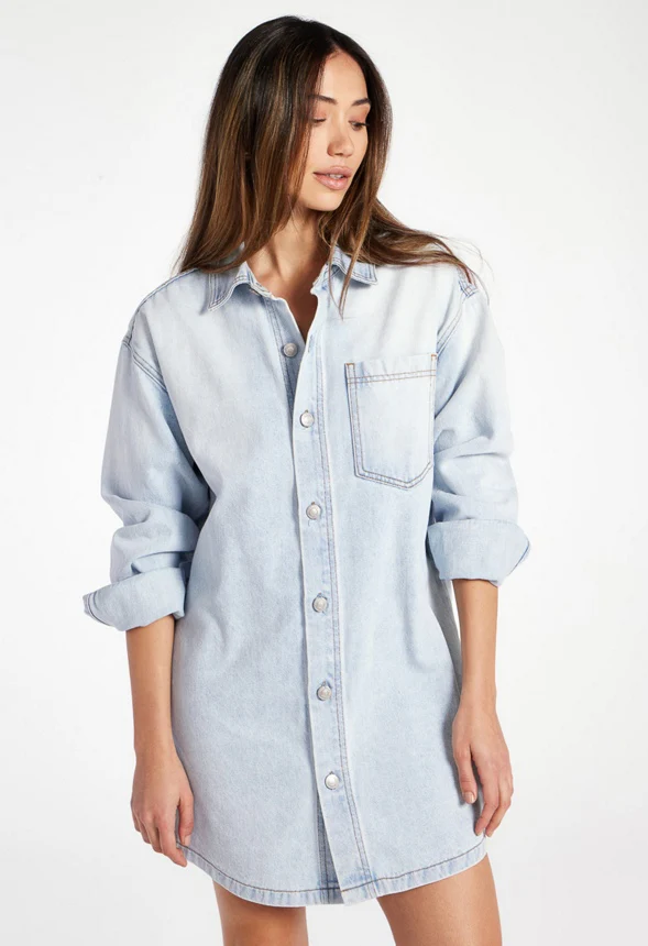 Brooks Denim Boyfriend Mini Shirt Dress
