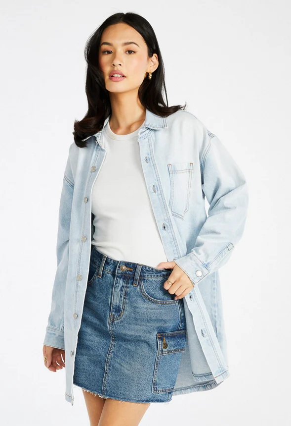 Brooks Denim Boyfriend Mini Shirt Dress - Image 4