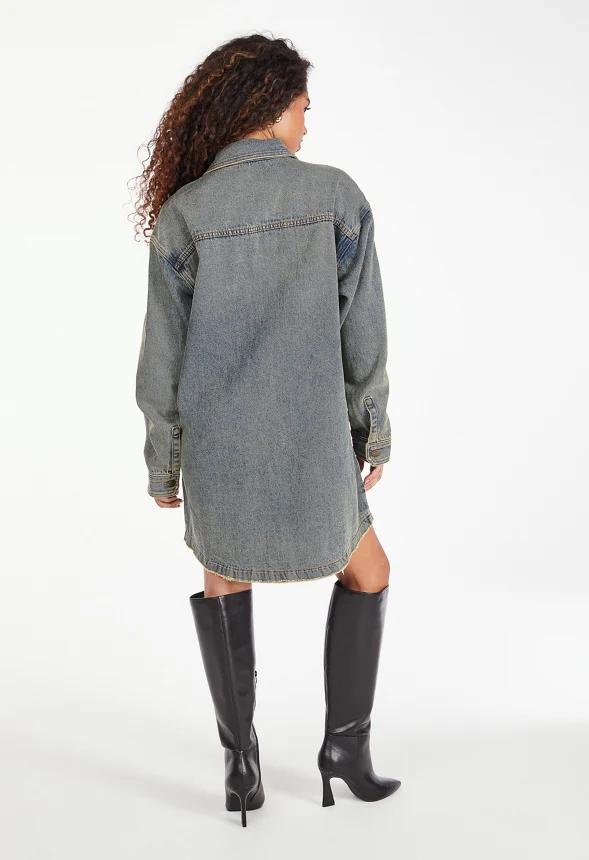 Brooks Denim Boyfriend Mini Shirt Dress - Image 2