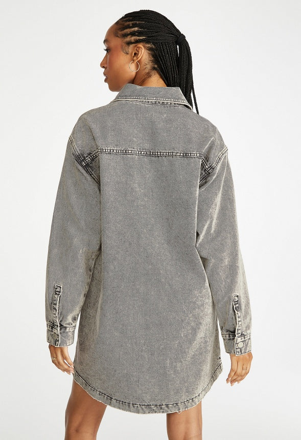 Brooks Denim Boyfriend Mini Shirt Dress - Image 2