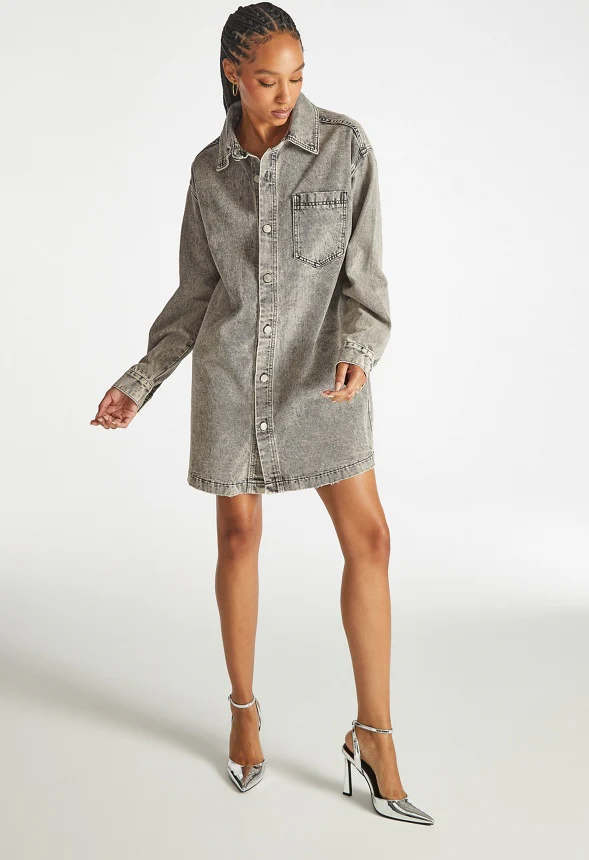 Brooks Denim Boyfriend Mini Shirt Dress - Image 6