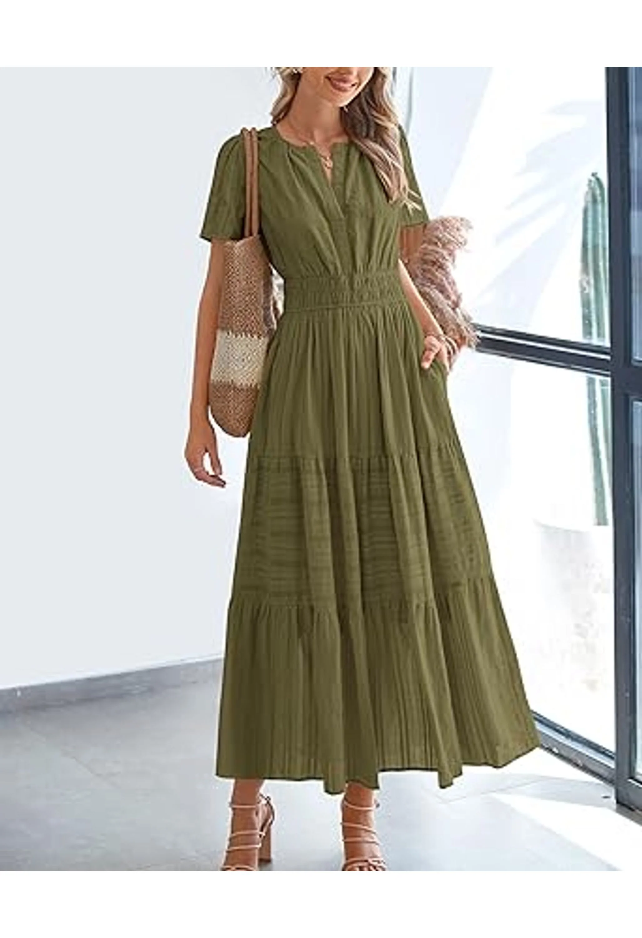 Women's Boho Midi Maxi Dress With Pockets - Image 2