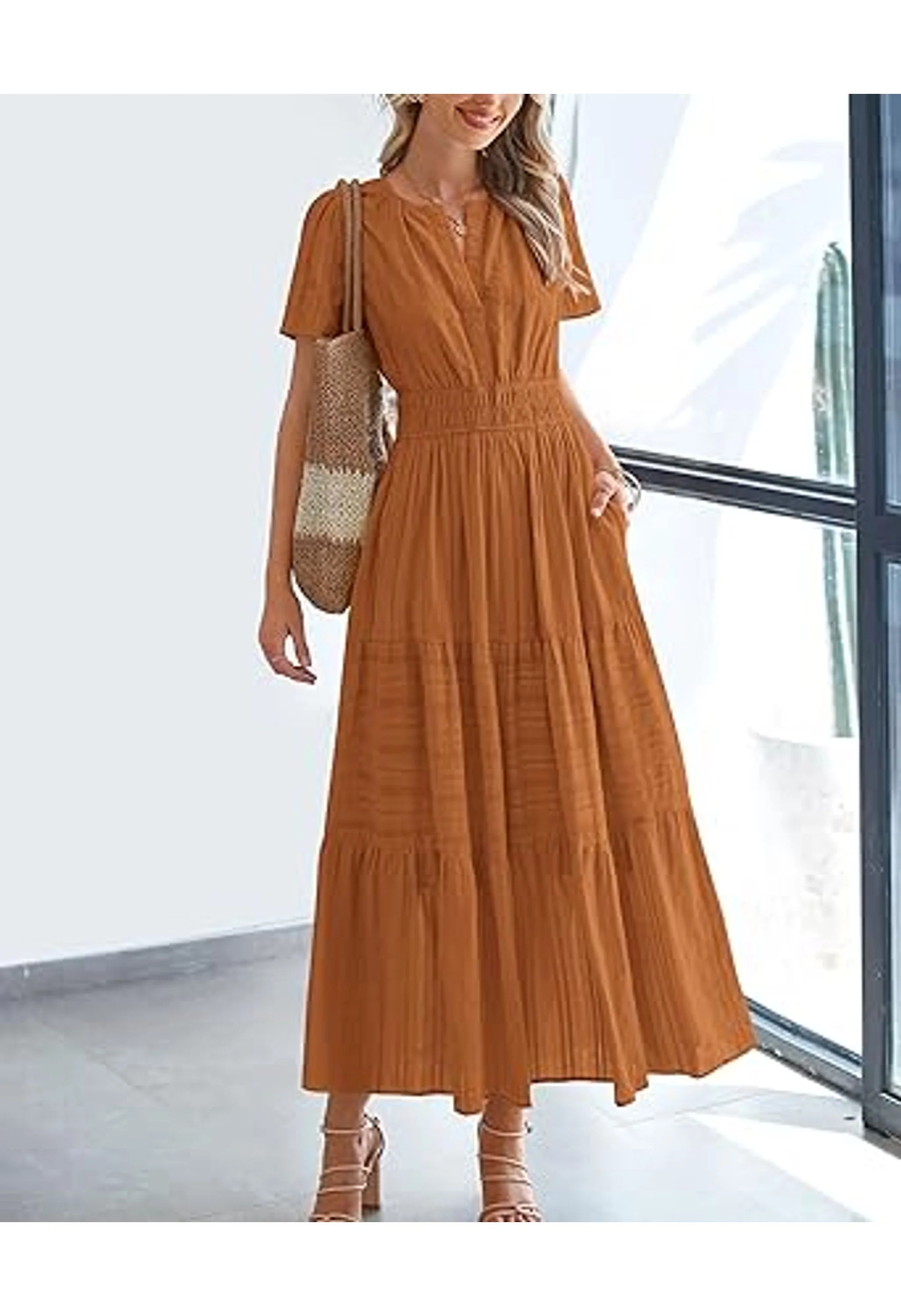 Women's Boho Midi Maxi Dress With Pockets - Image 2