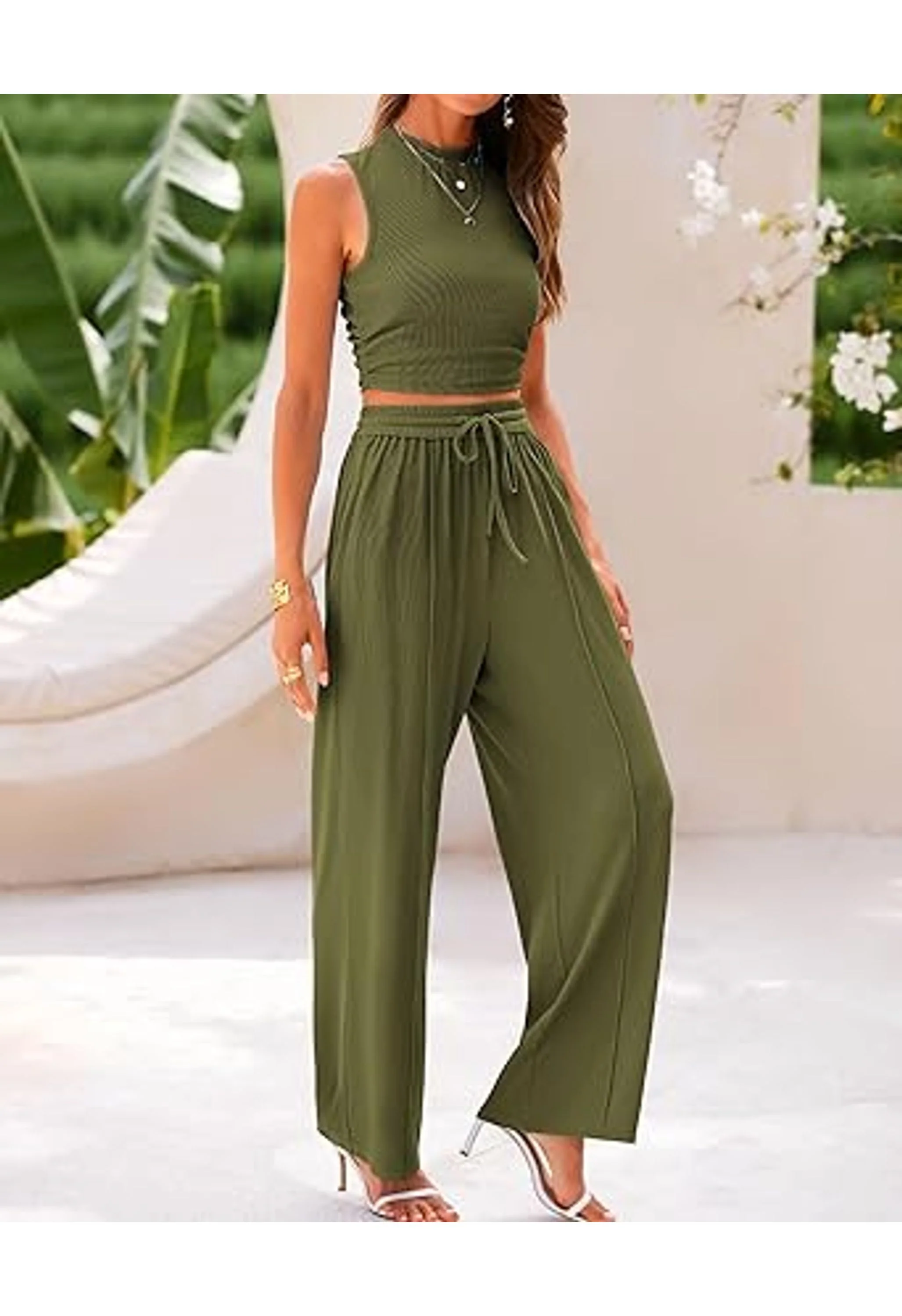 Women's Sleeveless Tank Pants Set - Image 2