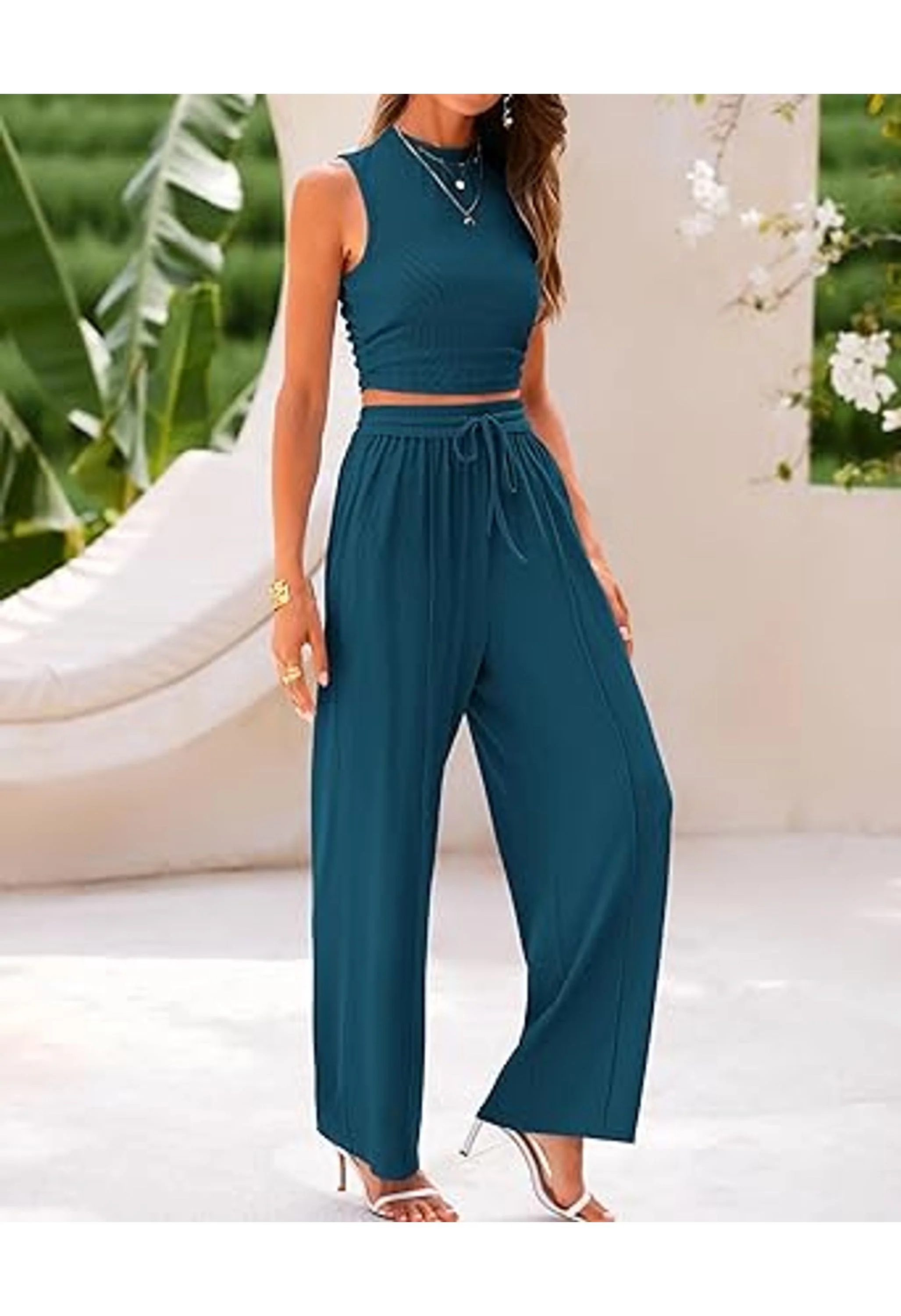 Women's Sleeveless Tank Pants Set - Image 2