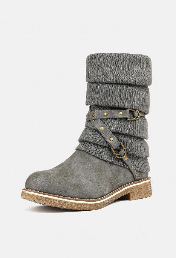 Buckle Strap Mid Calf Snow Boot - Image 4