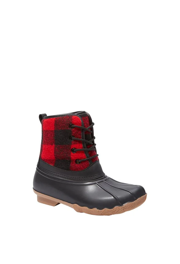 Buffalo Plaid Lace Up Duck Boot - Image 2