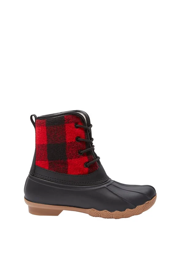 Buffalo Plaid Lace Up Duck Boot - Image 3
