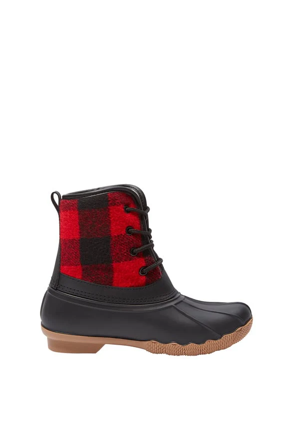 Buffalo Plaid Lace Up Duck Boot - Image 4