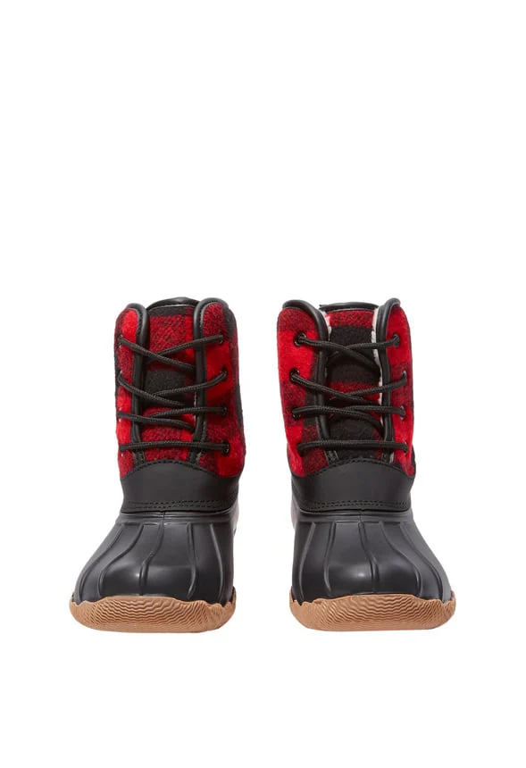 Buffalo Plaid Lace Up Duck Boot - Image 6