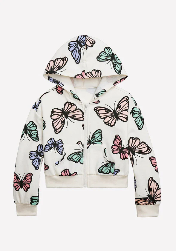 Butterfly Cropped Zip Up Hoodie - Image 2