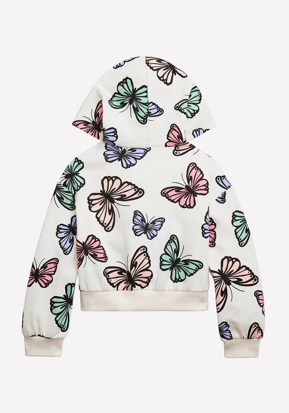 Butterfly Cropped Zip Up Hoodie - Image 3