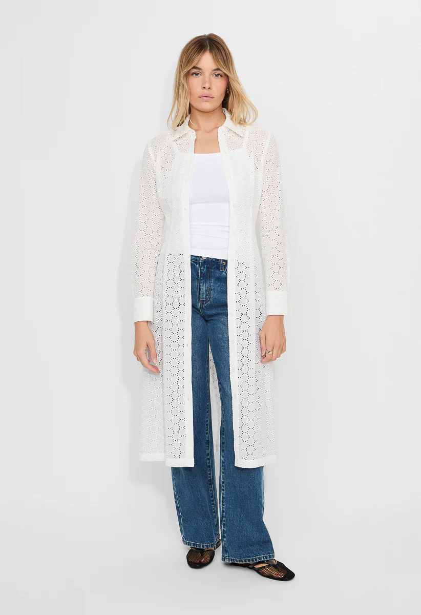 Button Down Eyelet Midi Dress - Image 2