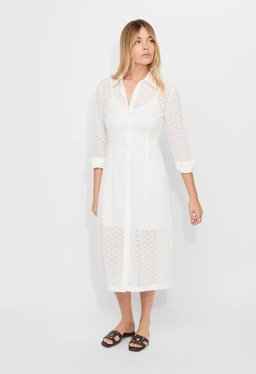 Button Down Eyelet Midi Dress - Image 4