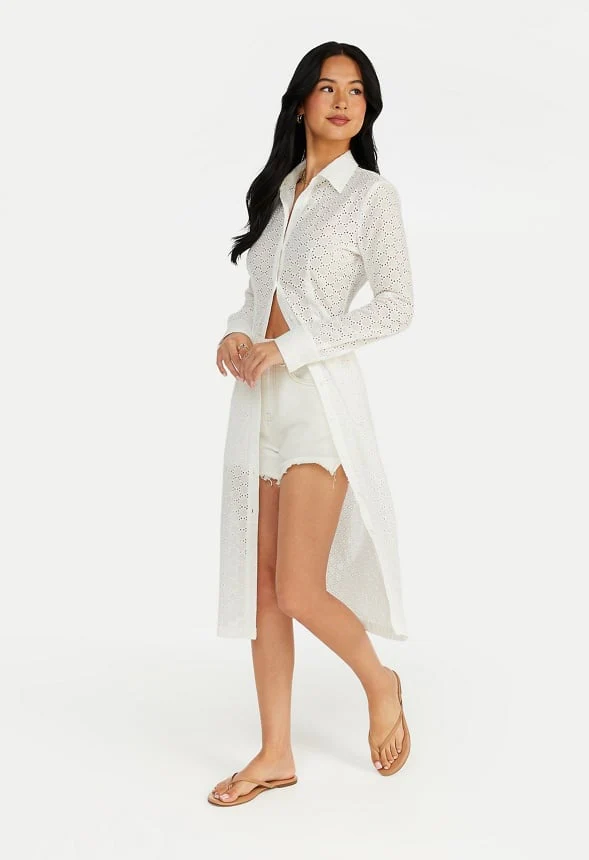 Button Down Eyelet Midi Dress - Image 7