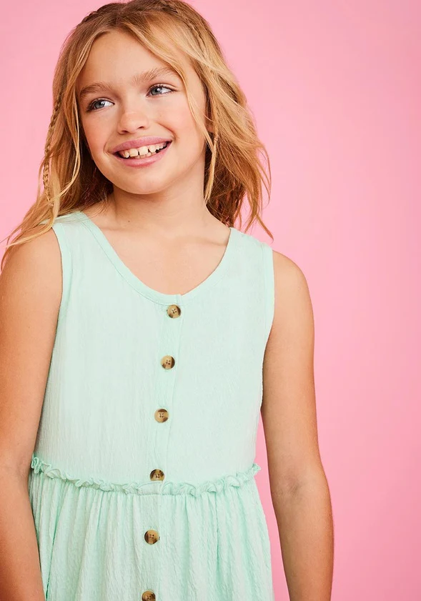 Button Front Crinkle Knit Dress - Image 2