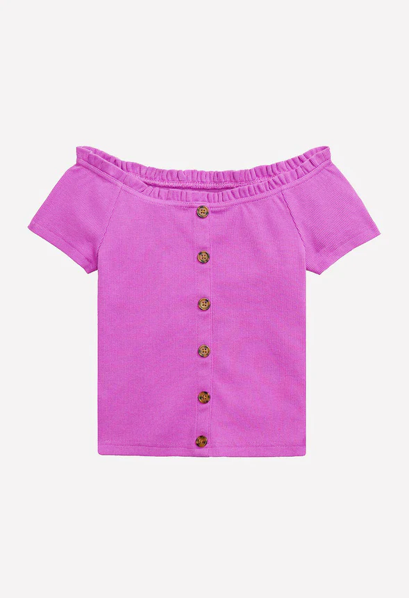 Ribbed Off The Shoulder Tee - Image 2
