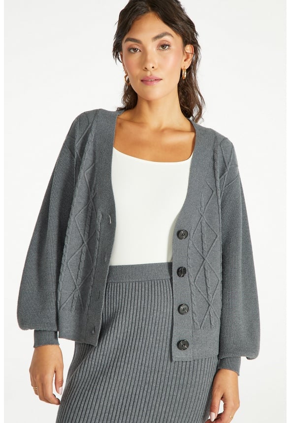 Cable Boxy Short Cardigan - Image 2