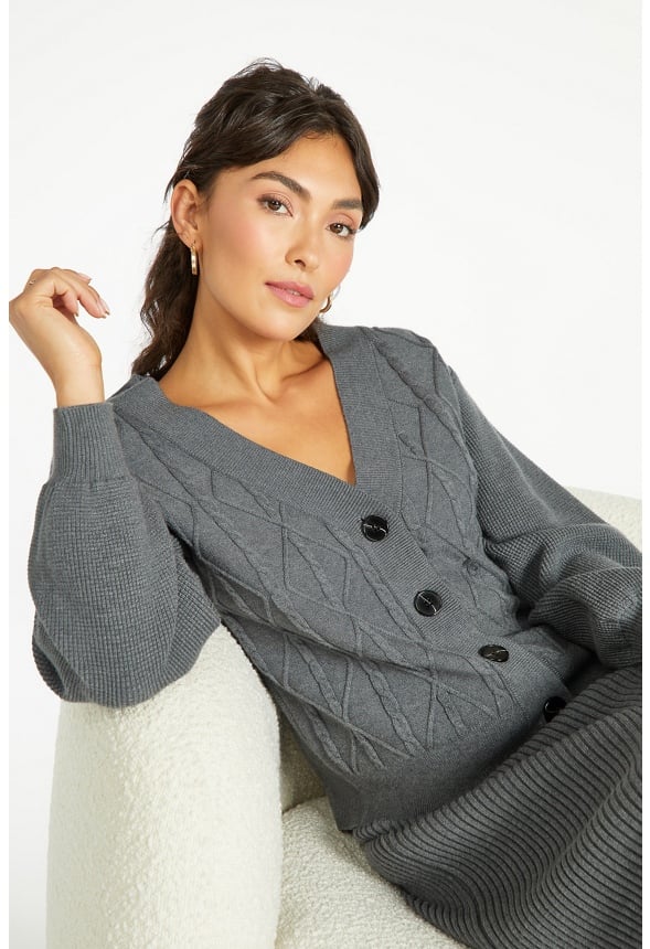 Cable Boxy Short Cardigan - Image 4