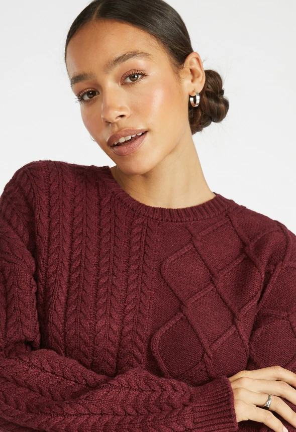 Cable Knit Crewneck Sweater - Image 3