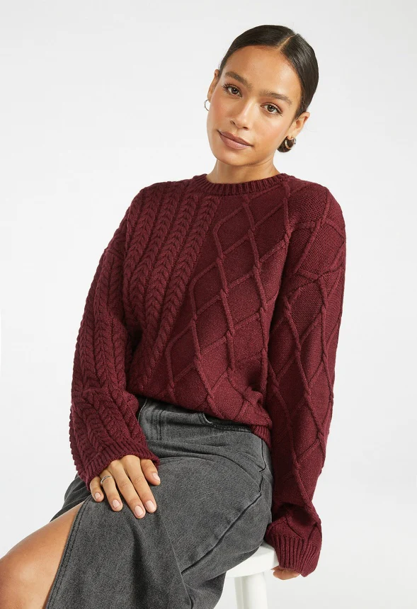 Cable Knit Crewneck Sweater - Image 4