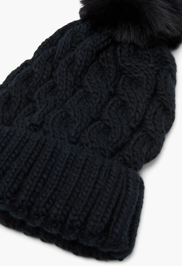 Cable Knit Hat With Pom Pom - Image 2
