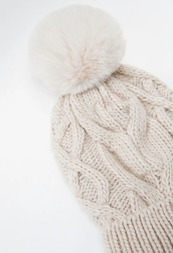 Cable Knit Pom Beanie - Image 3